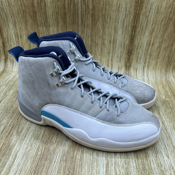 Jordan Other - Nike Air Jordan 12 Retro Men's Size 9 Grey‎ University Blue Sneakers 130690-007